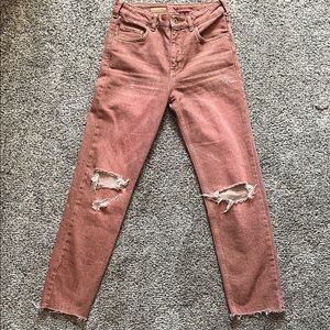 Pilcro by Anthropology Straight-Leg Jeans in Rose Taupe with Knee Distress